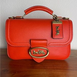Coach Riley Top Handle 22 Leather Satchel in Mango